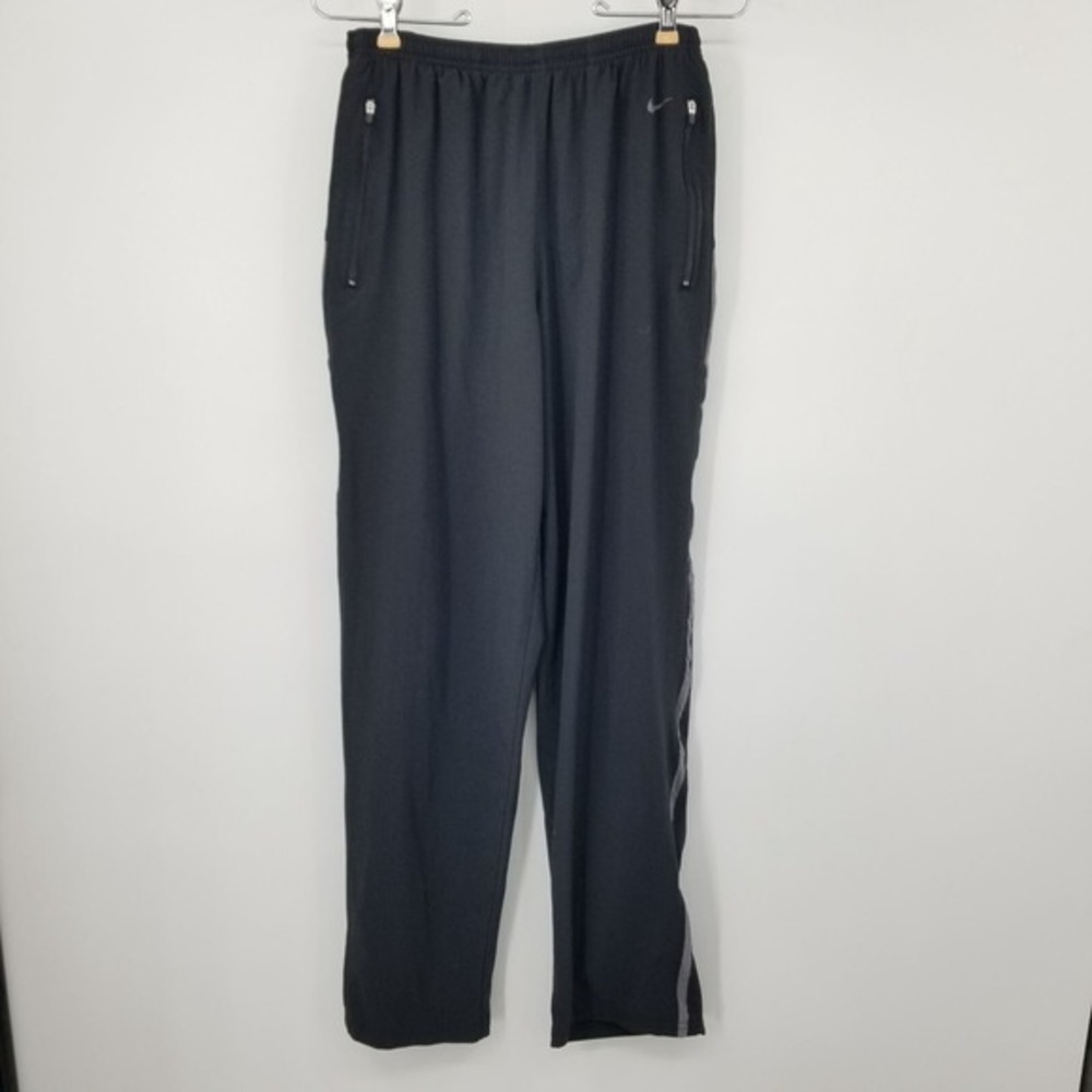 Vintage Nike Fit Dry Black Grey Side Stripe Track Pants Medium Streetwear Grunge